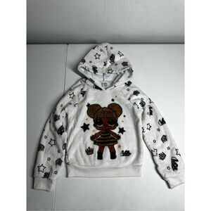L.O.L. Surprise  Girls Fuzzy Soft White LOL Surprise Hooded Sweater Size 5